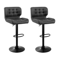 Thumbnail for Artiss 2x Bar Stools Gas Lift Leather Padded Grey