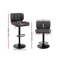 Thumbnail for Artiss 2x Bar Stools Gas Lift Leather Padded Grey