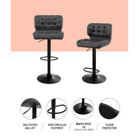 Thumbnail for Artiss 2x Bar Stools Gas Lift Leather Padded Grey