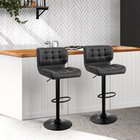 Thumbnail for Artiss 2x Bar Stools Gas Lift Leather Padded Grey