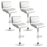 Thumbnail for Artiss 4x Bar Stools Gas Lift Leather Padded White