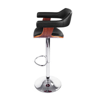 Thumbnail for Artiss 2x Bar Stools Gas Lift Leather w/Armrest Black