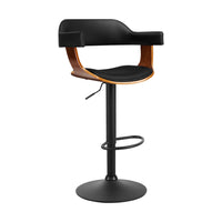 Thumbnail for Artiss Bar Stools Gas Lift Leather w/Armrest All Black