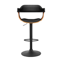 Thumbnail for Artiss Bar Stools Gas Lift Leather w/Armrest All Black