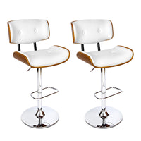 Thumbnail for Artiss 2x Bar Stools Gas Lift Leather White