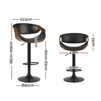 Thumbnail for Artiss Bar Stools Gas Lift Leather w/Armrest