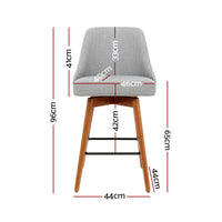 Thumbnail for Artiss 2x Bar Stools Swivel Seat Wooden Grey