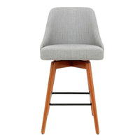 Thumbnail for Artiss 2x Bar Stools Swivel Seat Wooden Grey