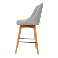 Thumbnail for Artiss 2x Bar Stools Swivel Seat Wooden Grey