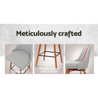 Thumbnail for Artiss 2x Bar Stools Swivel Seat Wooden Grey