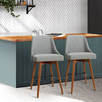 Thumbnail for Artiss 2x Bar Stools Swivel Seat Wooden Grey