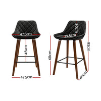 Thumbnail for Artiss 2x Bar Stools PU Seat Wooden