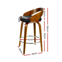 Thumbnail for Artiss 2x Bar Stools Swivel Seat Curving Backrest