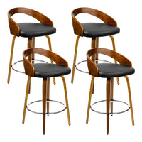 Thumbnail for Artiss 4x Bar Stools Swivel Seat Curving Backrest