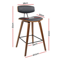 Thumbnail for Artiss 2x Bar Stools Leather Padded w/Backrest