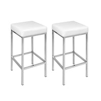 Thumbnail for Artiss 2x Bar Stools Leather Padded Metal White