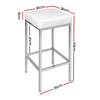 Thumbnail for Artiss 2x Bar Stools Leather Padded Metal White