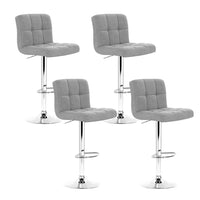 Thumbnail for Artiss 4x Bar Stools Leather Gas Lift Grey