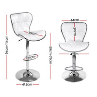 Thumbnail for Artiss 4x Bar Stools Gas Lift Leather Seat White