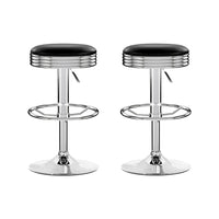 Thumbnail for Artiss Set of 2 Backless PU Leather Bar Stools - Black and Chrome