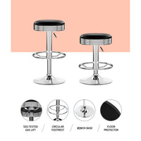 Thumbnail for Artiss Set of 2 Backless PU Leather Bar Stools - Black and Chrome