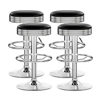 Thumbnail for Artiss 4x Bar Stools Leather Padded Gas Lift Silver