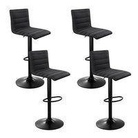 Thumbnail for Artiss 4x Bar Stools Gas Lift Linen Fabric Black