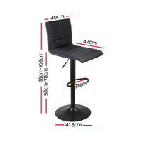 Thumbnail for Artiss 4x Bar Stools Gas Lift Linen Fabric Black