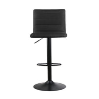 Thumbnail for Artiss 4x Bar Stools Gas Lift Linen Fabric Black