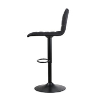 Thumbnail for Artiss 4x Bar Stools Gas Lift Linen Fabric Black