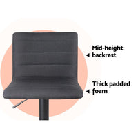 Thumbnail for Artiss 4x Bar Stools Gas Lift Linen Fabric Black