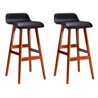 Thumbnail for Artiss 2x Bar Stools Wooden Stool Black