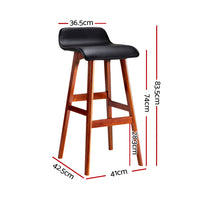 Thumbnail for Artiss 2x Bar Stools Wooden Stool Black