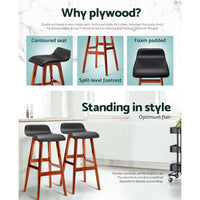 Thumbnail for Artiss 2x Bar Stools Wooden Stool Black