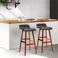 Thumbnail for Artiss 2x Bar Stools Wooden Stool Black