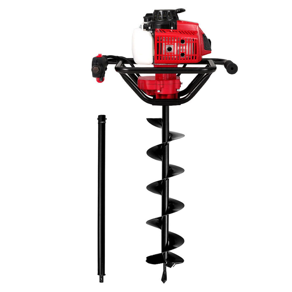 Giantz 80CC Post Hole Digger 200mm Petrol Drill Extension Auger Bits - Bring To Door 