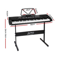 Thumbnail for Alpha 61 Keys Electronic Piano Keyboard Digital Electric w/ Stand Beginner Black