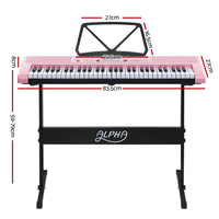 Thumbnail for Alpha 61 Keys Electronic Piano Keyboard Digital Electric w/ Stand Lighted Pink