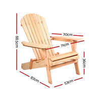 Thumbnail for Gardeon Adirondack Outdoor Chairs Wooden Beach Chair Patio Furniture Garden Natural Set of 2 - Bring To Door 