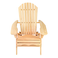 Thumbnail for Gardeon Adirondack Outdoor Chairs Wooden Beach Chair Patio Furniture Garden Natural Set of 2 - Bring To Door 