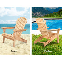 Thumbnail for Gardeon Adirondack Outdoor Chairs Wooden Beach Chair Patio Furniture Garden Natural Set of 2 - Bring To Door 