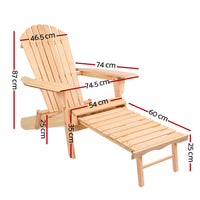 Thumbnail for Gardeon 2PC Adirondack Outdoor Chairs Wooden Sun Lounge Patio Furniture Garden Natural - Bring To Door 