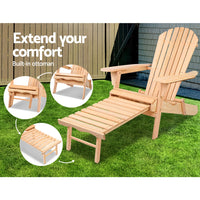 Thumbnail for Gardeon 2PC Adirondack Outdoor Chairs Wooden Sun Lounge Patio Furniture Garden Natural - Bring To Door 