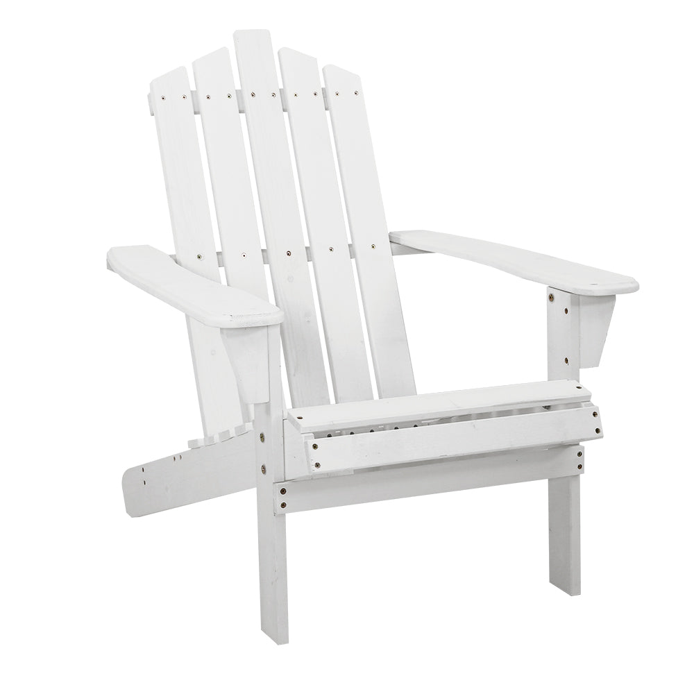 Gardeon Adirondack Outdoor Chairs Wooden Beach Chair Patio Furniture Garden White - Bring To Door 