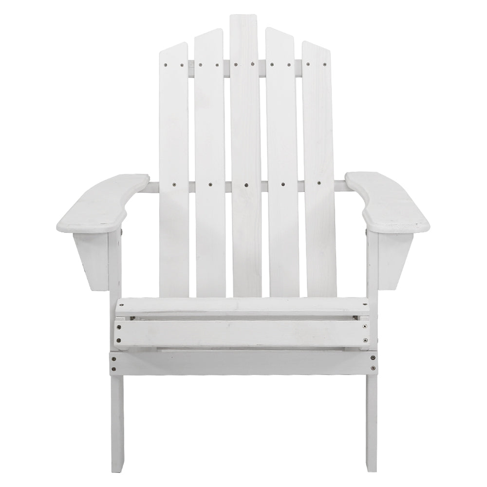 Gardeon Adirondack Outdoor Chairs Wooden Beach Chair Patio Furniture Garden White - Bring To Door 