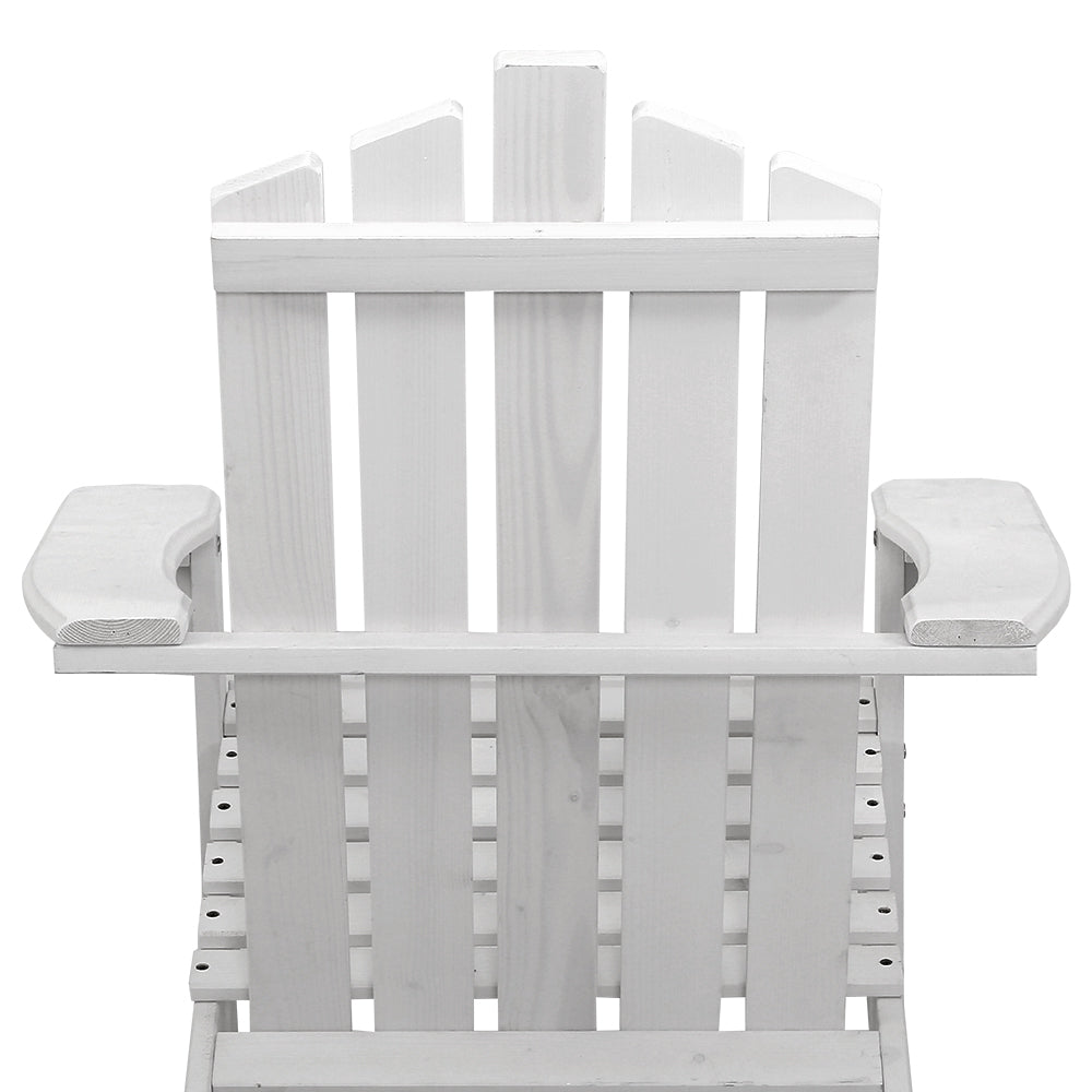 Gardeon Adirondack Outdoor Chairs Wooden Beach Chair Patio Furniture Garden White - Bring To Door 