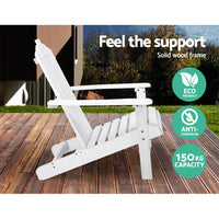 Thumbnail for Gardeon Adirondack Outdoor Chairs Wooden Beach Chair Patio Furniture Garden White - Bring To Door 