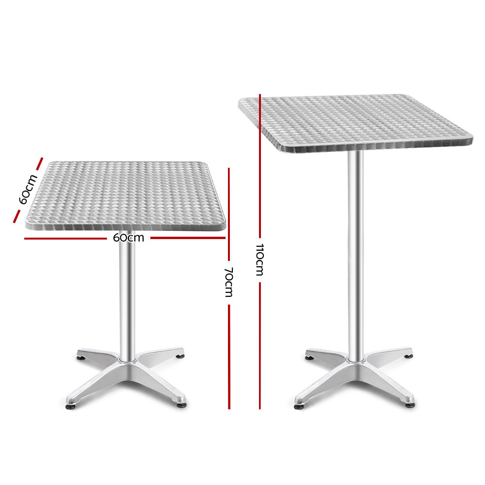 Gardeon Outdoor Bar Table Adjustable Aluminium Square 70/110cm - Bring To Door 