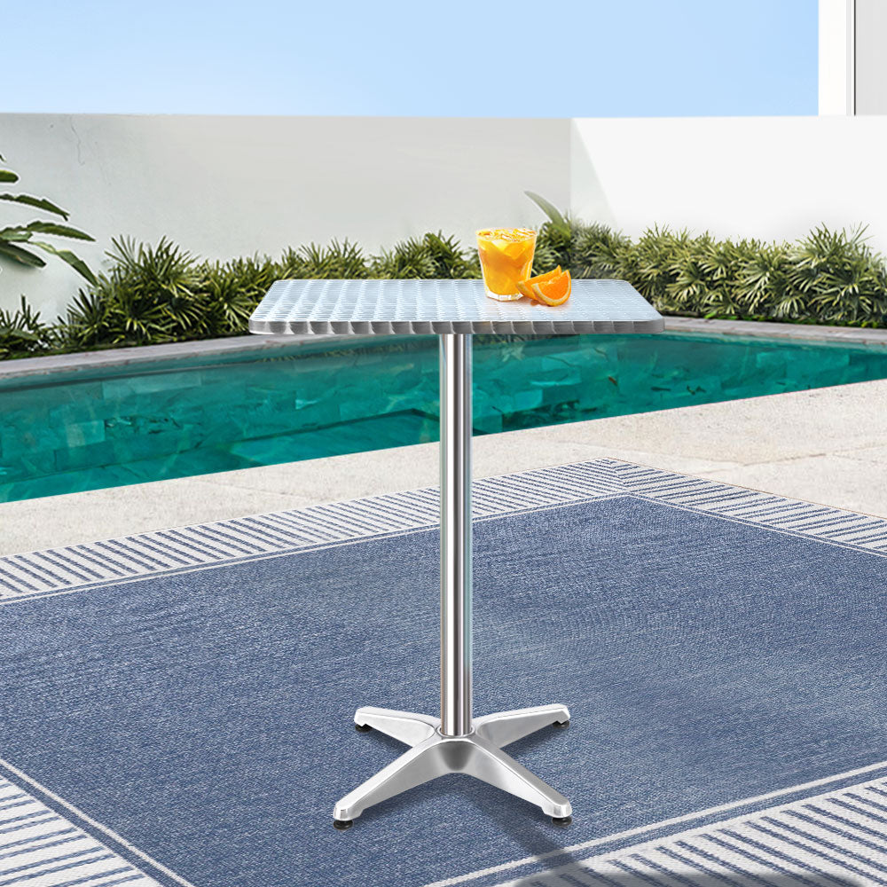 Gardeon Outdoor Bar Table Adjustable Aluminium Square 70/110cm - Bring To Door 