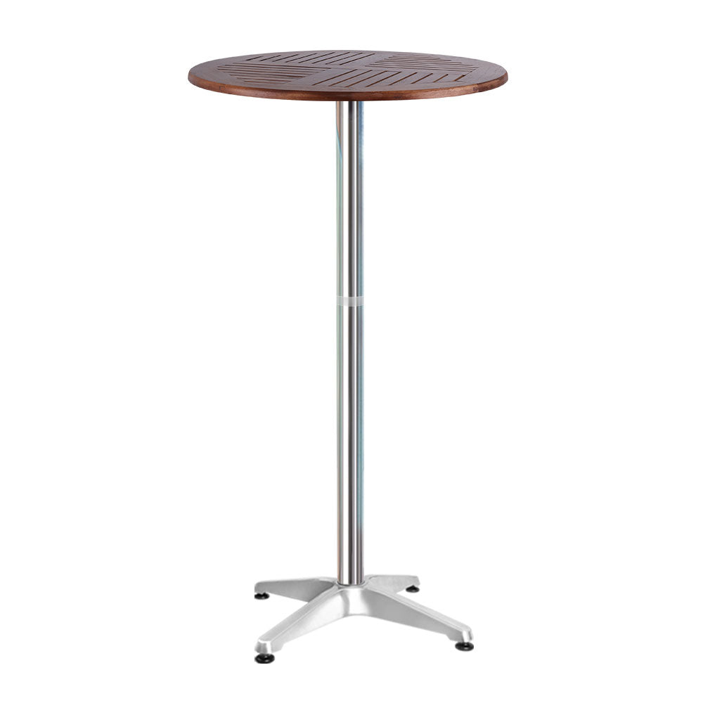 Gardeon Outdoor Bar Table Wooden Cafe Table Aluminium Pole Round - Bring To Door 